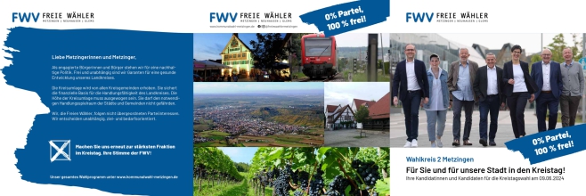 FWV Freie Wähler Wahlkreis 2 Metzingen Kandidatinnen und Kandidaten für die Kreistagswahl 2024